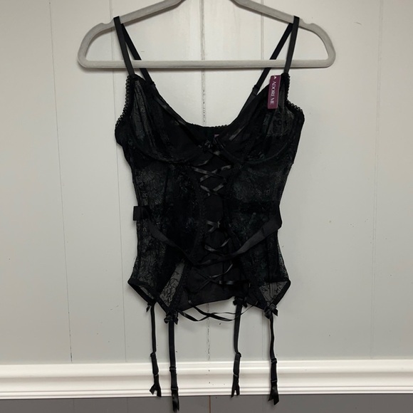 NWT Adore Me Black Lace Corset Lingerie - Picture 1 of 9